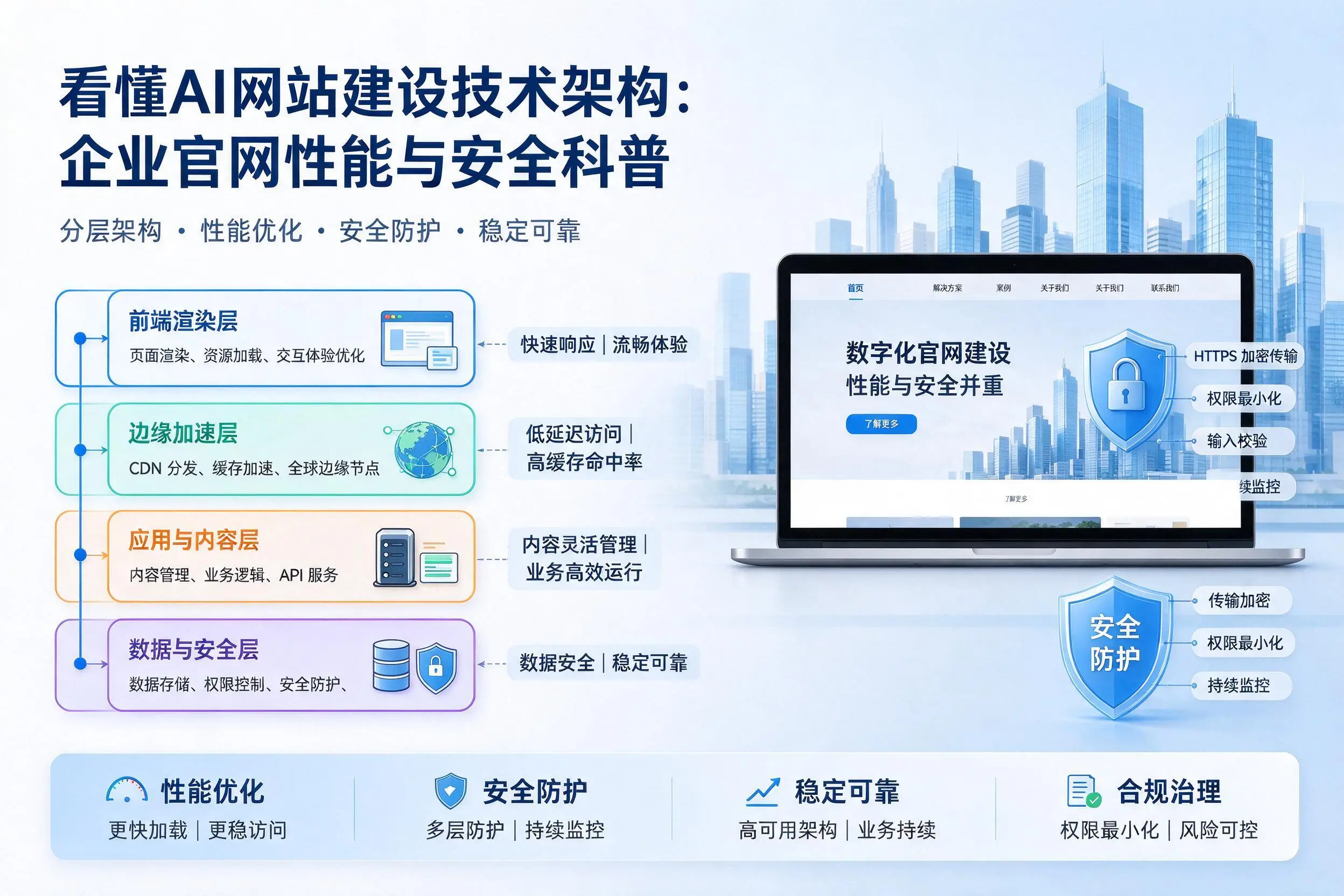 看懂AI网站建设技术架构:贵阳企业官网性能与安全科普