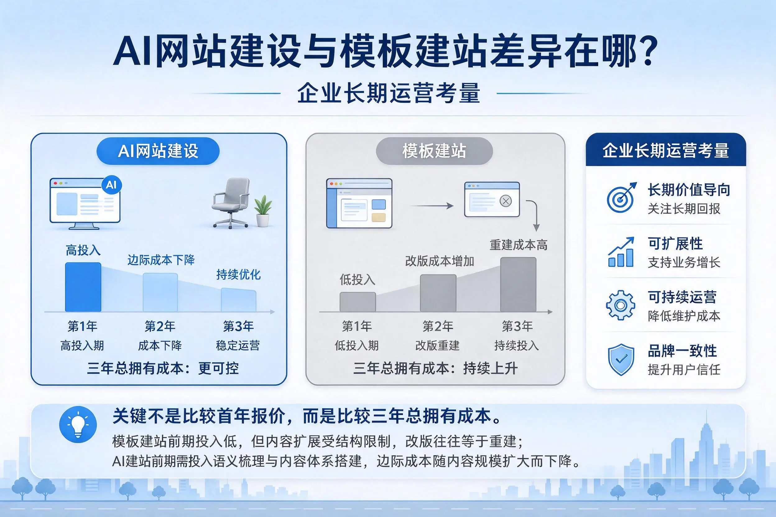 AI网站建设与模板建站差异在哪?贵阳企业长期运营考量