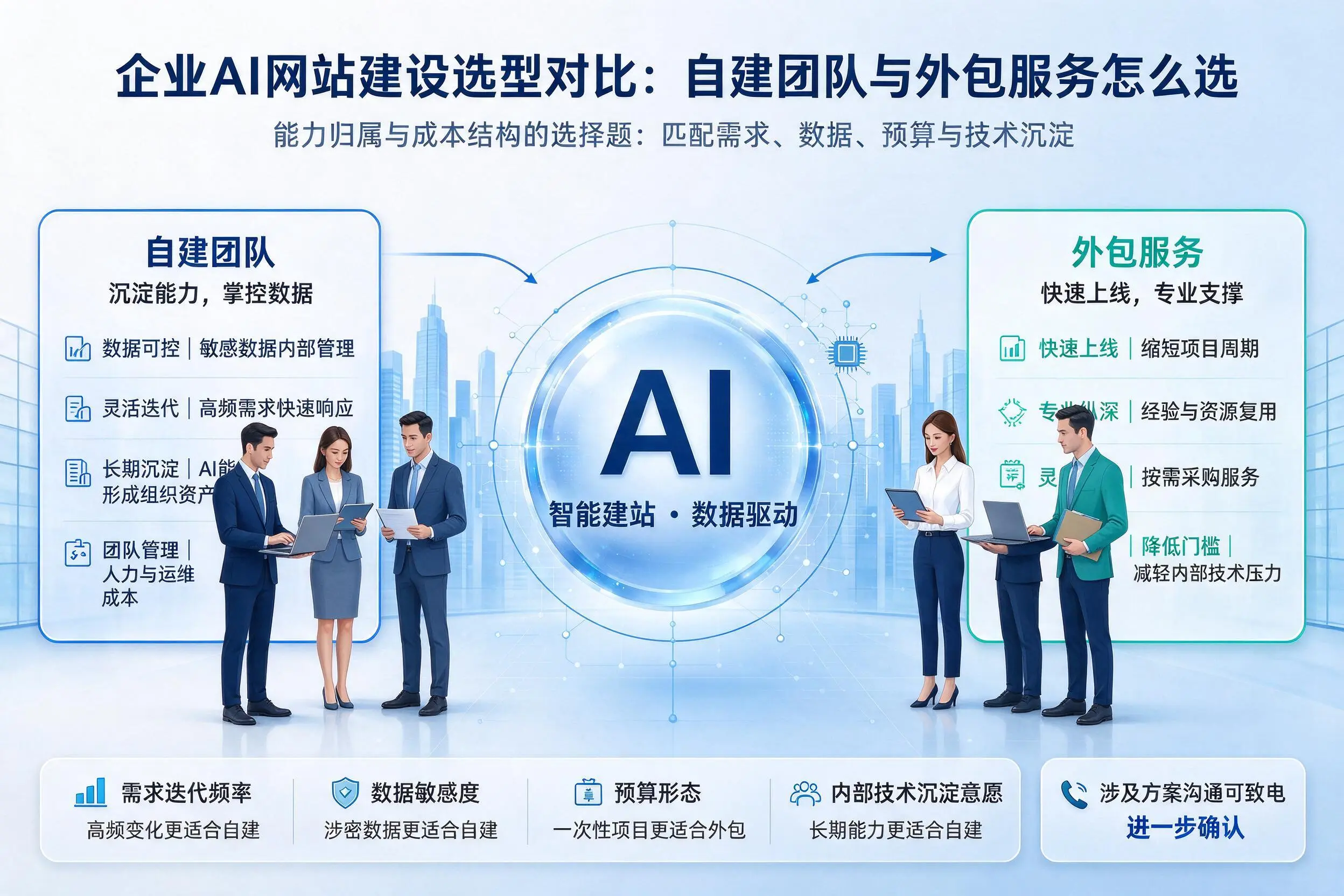 贵阳企业AI网站建设选型对比:自建团队与外包服务怎么选